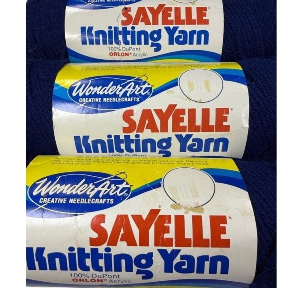 3 Skeins WonderArt Sayelle Knitting Yarn Navy Blue 100% Orlon Acrylic 4 Ply - Picture 2 of 4